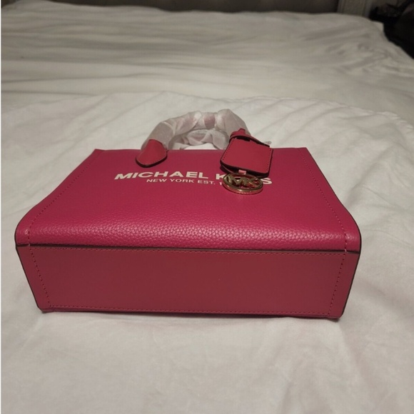 AUTHENTIC NWT Michael Kors Mirella Small Pink Leather Top Zip Tote Crossbody Bag - Picture 3 of 6